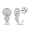 Image 1 : 1/2 CTW Womens Round Diamond Cluster J Hoop Earrings 10kt White Gold - REF-40W8H