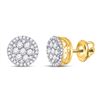 Image 1 : 1/4 CTW Womens Round Diamond Circle Cluster Earrings 10kt Yellow Gold - REF-27T3V