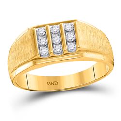 1/4 CTW Mens Round Diamond Cluster Ring 10kt Yellow Gold - REF-41M5F