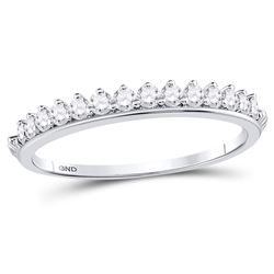 1/3 CTW Womens Round Diamond Modern Style Stackable Band Ring 10kt White Gold - REF-27H3R