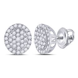 1/2 CTW Womens Round Diamond Cluster Earrings 10kt White Gold - REF-38A2M