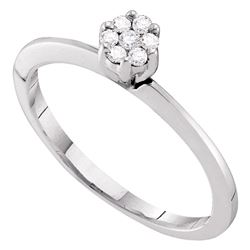 1/8 CTW Womens Round Diamond Flower Cluster Ring 10kt White Gold - REF-18M5F