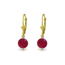 Genuine 4 ctw Ruby Earrings 14KT Yellow Gold - REF-45F8Z