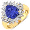 Image 1 : Natural 4.14 CTW Tanzanite & Diamond Ring 14K Yellow Gold - REF-148W6X