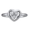 Image 1 : 1/20 CTW Womens Round Diamond Simple Heart Cluster Ring 10kt White Gold - REF-15T5V