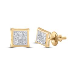 0.01 CTW Womens Round Diamond Square Earrings 10kt Yellow Gold - REF-6F3W