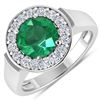 Image 1 : Natural 2.38 CTW Zambian Emerald & Diamond Ring 14K White Gold - REF-107R8F