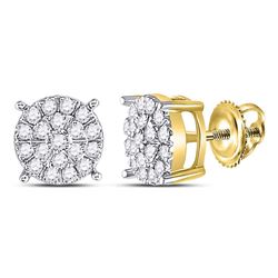 3/8 CTW Womens Round Diamond Cluster Earrings 10kt Yellow Gold - REF-32X7T