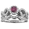 Image 1 : 1.10 CTW Rhodolite & Diamond Ring 14K White Gold - REF-93M5K