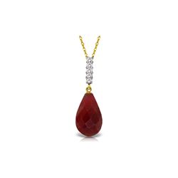 Genuine 8.88 ctw Ruby & Diamond Necklace 14KT Yellow Gold - REF-35H4X