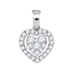 1/3 CTW Womens Round Diamond Heart Pendant 14kt White Gold - REF-27W3H
