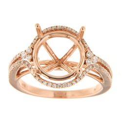 0.44 CTW Diamond Semi Mount Ring 14K Rose Gold - REF-59Y2X