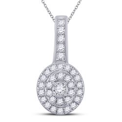 1/3 CTW Womens Round Diamond Fashion Pendant 10kt White Gold - REF-27R3X