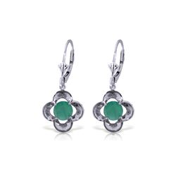 Genuine 1.10 ctw Emerald Earrings 14KT White Gold - REF-41A4K