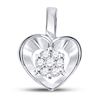 Image 1 : 1/12 CTW Womens Round Diamond Small Heart Cluster Pendant 10kt White Gold - REF-10N3A