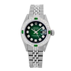 Rolex Pre-owned 26mm Womens Custom Green Vignette Stainless Steel