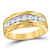 Image 1 : 1/2 CTW Mens Round Diamond Wedding Single Row Band Ring 10kt Yellow Gold - REF-47H6R