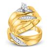 Image 1 : 1/4 CTW His Hers Marquise Diamond Solitaire Matching Wedding Set 10kt Yellow Gold - REF-45W2H