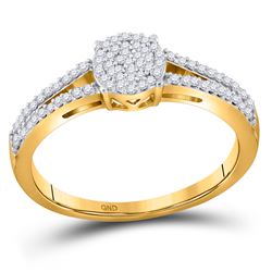 1/5 CTW Womens Round Diamond Split-shank Circle Cluster Ring 10kt Yellow Gold - REF-17V6Y