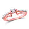 Image 1 : 1/4 CTW Womens Round Diamond Solitaire Promise Ring 10kt Rose Gold - REF-23R3X