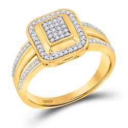 1/6 CTW Womens Round Diamond Square Cluster Ring 10kt Yellow Gold - REF-30N7A