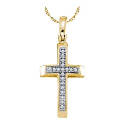 1/20 CTW Womens Round Diamond Cross Pendant 10kt Yellow Gold - REF-10T9V