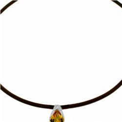 Genuine 6 ctw Citrine Necklace 14KT White Gold - REF-30V5W