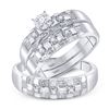 Image 1 : 1/6 CTW His Hers Round Diamond Solitaire Matching Wedding Set 10kt White Gold - REF-48H5R