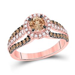1 & 1/3 CTW Round Brown Diamond Solitaire Bridal Wedding Engagement Ring 14kt Rose Gold - REF-122R6X