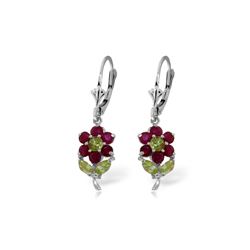 Genuine 2.12 ctw Peridot & Ruby Earrings 14KT White Gold - REF-46X2M