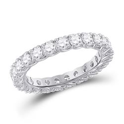 2 CTW Womens Round Diamond Eternity Wedding Band Ring 14kt White Gold - REF-171T7V