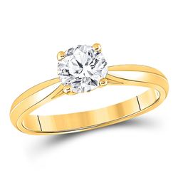 3/4 CTW Womens Round Diamond Solitaire Bridal Wedding Engagement Ring 14kt Yellow Gold - REF-131T5V
