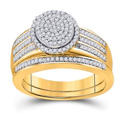 3/8 CTW Round Diamond Bridal Wedding Ring 10kt Yellow Gold - REF-47F6W