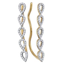 1/4 CTW Womens Round Diamond Climber Earrings 10kt Yellow Gold - REF-20M5F