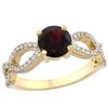 Image 1 : 1.26 CTW Garnet & Diamond Ring 14K Yellow Gold - REF-49H9M