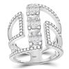 Image 1 : 7/8 CTW Womens Baguette Round Diamond Negative Space Band Ring 14kt White Gold - REF-119Y5N