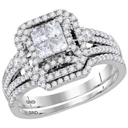 1 CTW Princess Diamond Bridal Wedding Ring 14kt White Gold - REF-81X7T