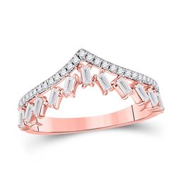 3/8 CTW Womens Baguette Diamond Chevron Band Ring 14kt Rose Gold - REF-37H5R