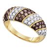 Image 1 : 1 CTW Womens Round Brown Diamond Band Ring 10kt Yellow Gold - REF-70H3R