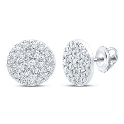 1/2 CTW Womens Round Diamond Cluster Earrings 10kt White Gold - REF-35V4Y