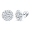 Image 1 : 1/2 CTW Womens Round Diamond Cluster Earrings 10kt White Gold - REF-35V4Y