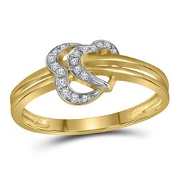 1/12 CTW Womens Round Diamond Threaded Heart Ring 10kt Yellow Gold - REF-15T5V