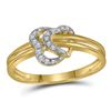 Image 1 : 1/12 CTW Womens Round Diamond Threaded Heart Ring 10kt Yellow Gold - REF-15T5V
