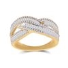 Image 1 : 7/8 CTW Womens Baguette Diamond Crossover Band Ring 14kt Yellow Gold - REF-68R2X