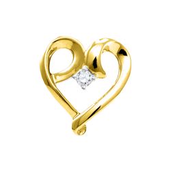 1/20 CTW Womens Round Diamond Solitaire Heart Pendant 10kt Yellow Gold - REF-9R5X