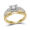 Image 1 : 1/4 CTW Princess Diamond Halo Bridal Wedding Ring 10kt Yellow Gold - REF-38R7X