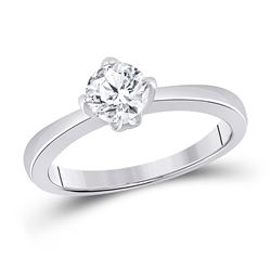 3/4 CTW Womens Round Diamond Solitaire Bridal Wedding Engagement Ring 14kt White Gold - REF-197M3F