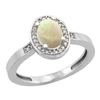 Image 1 : 0.61 CTW Opal & Diamond Ring 14K White Gold - REF-37M5K