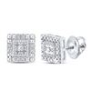 Image 1 : 1/8 CTW Womens Round Diamond Square Earrings 10kt White Gold - REF-17M3F