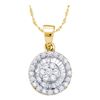 Image 1 : 5/8 CTW Womens Round Diamond Framed Flower Cluster Pendant 14kt Yellow Gold - REF-39T5V